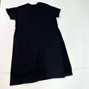 Athleta Tunic Top Womens Small Black Crew Cap Sleeve Long Side Slit Pullover